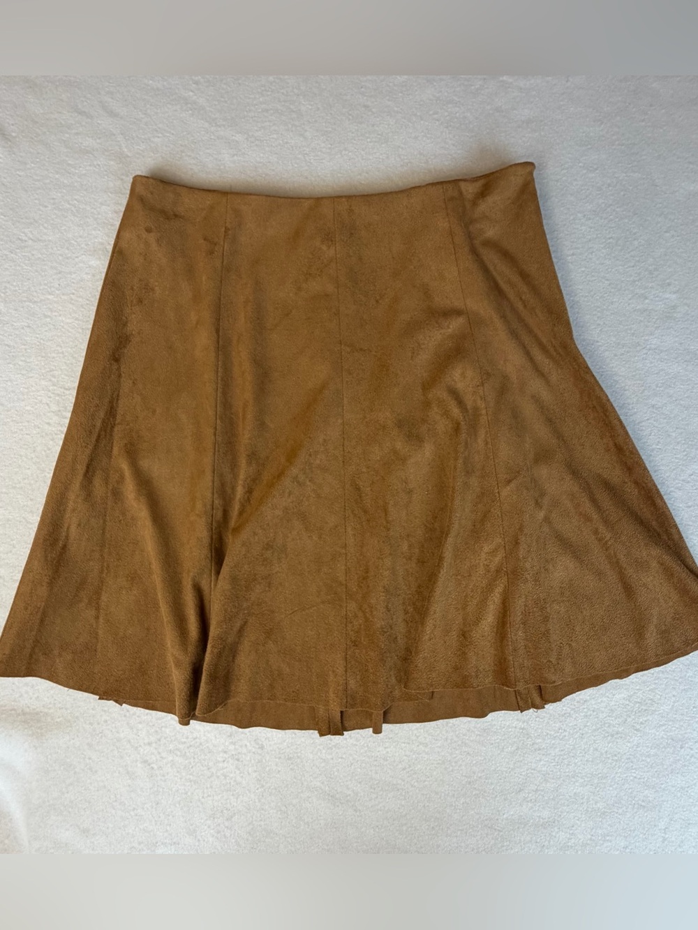 NWT BB Dakota Indie Boho Caramel Color Faux Suede A-Line Mini Skirt